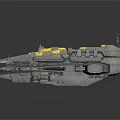 Futuristic Sci Fi Massive Spaceship Exterior Design With Yellow Accents And Mechanical Details
