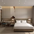 Hotel Public Lounge Area with White Walls Gray Curtains Sunlight TV Sofa and Coffee Table