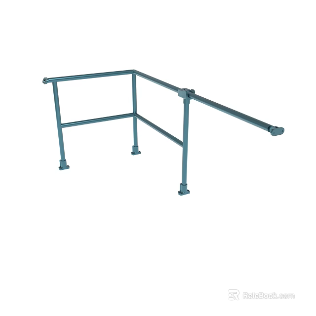Blue Handrail Structure With Sturdy Support Posts For Safety In Bathroom And Corridor 3d model