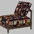 Bohemian Ethnic Printed Fabric Single Sofa With Sturdy Solid Wood Frame For Cozy Living Space