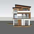 Modern Two Story Detached Villa Featuring Wooden Elements Large Windows And Balcony