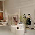 Modern Clothing Store Interior With Mannequins Hangers Display Shelves And Comfortable Sofa