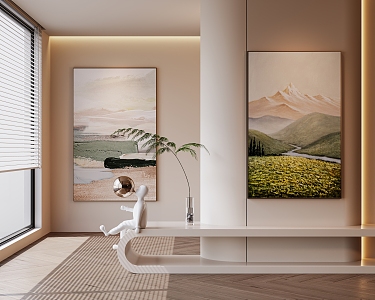 modern landscape painting decorative painting 3d model