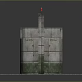 Ancient Weathered Stone Structure Model With Historical Entrance Square Openings And Mossy Base