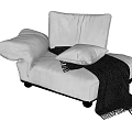 Comfortable White Single Sofa With Plush Cushions And Fringe Throw Blanket 3d model