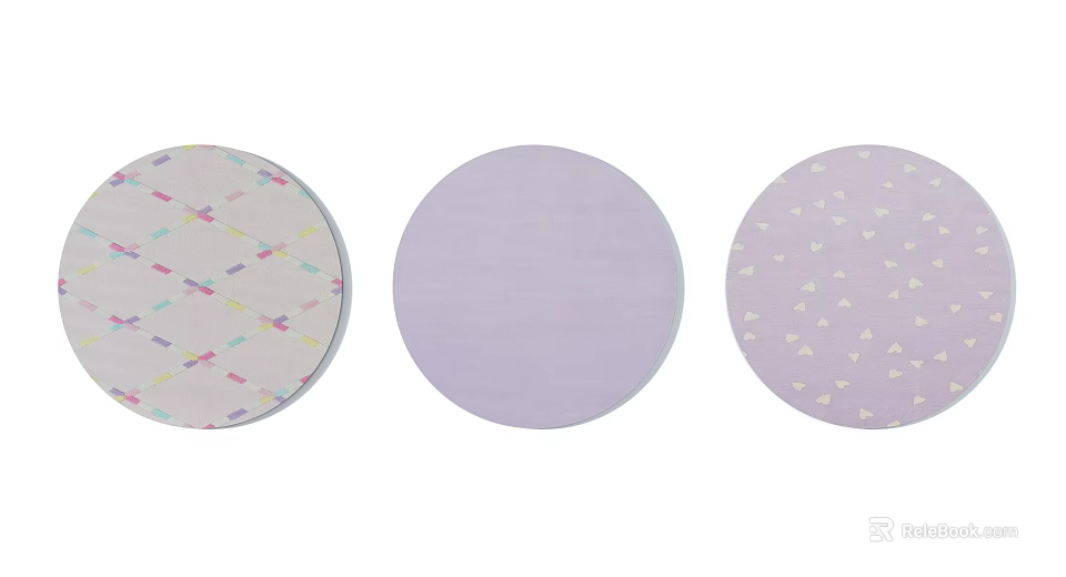 Round Rugs in Light Purple with Cross Patterns Solid Color and Small Triangles Design 3d model 