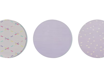 Round Rugs in Light Purple with Cross Patterns Solid Color and Small Triangles Design 3d model