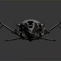 Futuristic Sleek Aircraft Design With Cockpit Angular Wings Metallic Finish And Black Accents