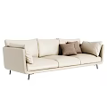 Modern Beige Three Seater Sofa With Patterned Cushions And Black Legs 3d model