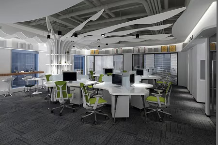 modern public office area office 3d model