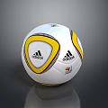 Adidas White And Yellow Soccer Ball With Triangular Patterns And Brand Logos