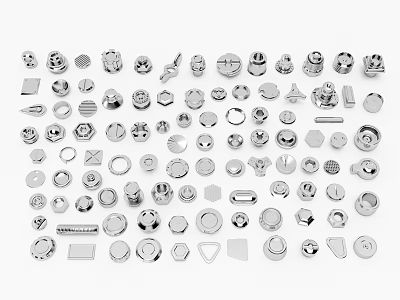 Assorted Metal Hardware Tools Featuring Screws Nuts Washers Bolts And Fasteners 3d model