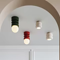 Stylish Green Red and White Ceiling Lights on White Arched Interior Ceiling 3d model