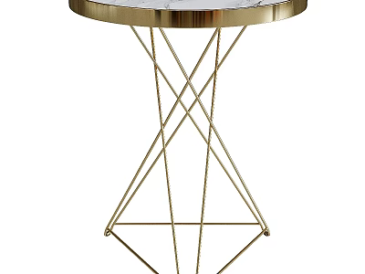 Elegant Modern Round Dining Table With Marble Top And Gold Crossed Metal Legs 3d model