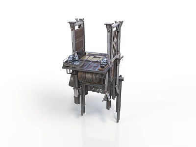 Vintage Mechanical Equipment Featuring Metal Structure Platform and Intricate Parts 3d model