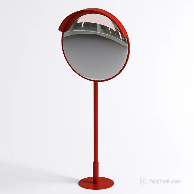 Public Traffic Safety Convex Mirror With Round Shape Red Frame And Road Observation Function 3d model 