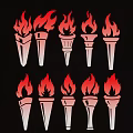 Decorative Torch Shaped Pendant with Red Flame on Black Background 3d model
