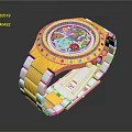 Luxury Mechanical Watch With Gold Strap And Blue Accents For Fashion Accessories