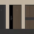 Modern Security Doors With Wooden Panel And Dark Brown Stripe Design Styles 3d model