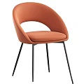 Modern Accent Chair With Curved Backrest Black Metal Legs And Multiple Colors