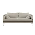 Modern Light Gray Fabric Two Seater Sofa With Metal Legs And Accent Pillows
