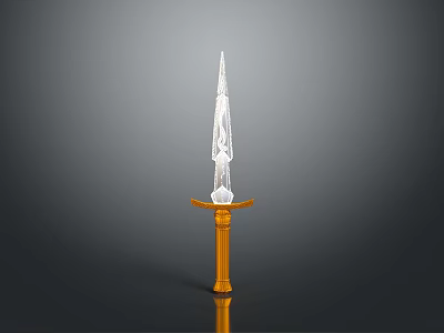 Intricate White Sculpture Carving With Spire Design And Golden Pedestal 3d model