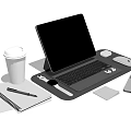 Portable Tablet Setup With Keyboard Mouse Notebook Coffee Cup And Smartphone 3d model