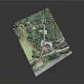 Charming Cartoon Scene With Green Trees Small Houses Winding Paths And Lush Fields