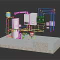 Industrial Machinery Setup With Pipeline System Valves Control Panel And Storage Tank