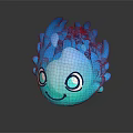 Blue Flame Shaped Glowing Game Movie Character With Big Eyes And Smiling Face