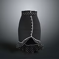 Black Skirt With White Polka Dots Waist Buttons And Ruffled Hem Design