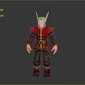 3D Male Character Model In Red Gold Outfit With Golden Headpiece And Black Pants