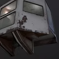 Old Rusted White Booth With Weathered Metal Surface And Windows 3d model