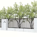 Modern Building Facade Design With Black Metal Railings And Green Trees Around