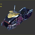 Futuristic Sci Fi Motorcycle With Sleek Metallic Design Gold Accents And Mechanical Details