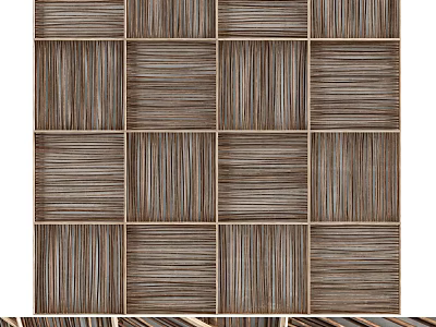 Natural Wooden Wall Design With Square Panels And Vertical Wood Grains 3d model
