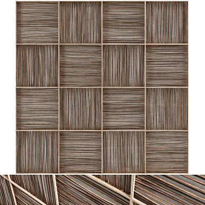 Natural Wooden Wall Design With Square Panels And Vertical Wood Grains 3d model