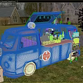 Pink White Vintage Food Truck With Drinks Outdoor On Lawn
