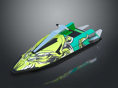 Colorful Stylish Yacht With Graphic Patterns 3d model