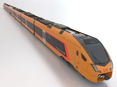 Modern Orange High Speed Train With Streamlined Exterior Design Features 3d model