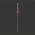 Red Mythical Sword With Intricate Hilt And Silver Accented Blade Design