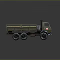 Vintage Olive Green Military Truck With Six Wheels And Open Railed Cargo Bed