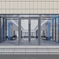 Modern Glass Entrance Door Design With Metal Frame And Stone Wall Exterior Interior Hall View