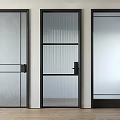 Modern Interior Swing Doors With Black Frames And Glass Panel Designs 3d model