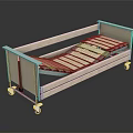 Adjustable Medical Bed With Wheel Base And Striped Mattress Support