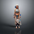 Game Movie Character With Braided Hair Blue Brown Outfit And Decorative Sandal Details
