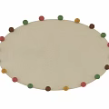 Square Area Rug With Colorful Circular Accents And Soft Woven Texture For Living Room