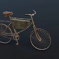 Vintage Bicycle With Leather Seat Metal Frame And Wire Basket