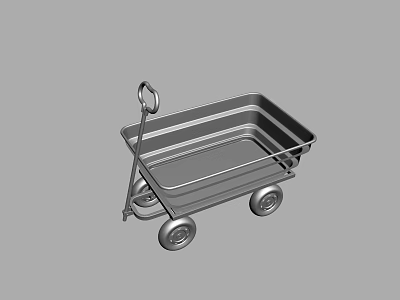 Sturdy Metal Cart Design With Tray Handle And Two Wheels For Transport 3d model