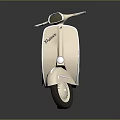 Vintage Cream Scooter With Brown Leather Seat Classic Body And Retro Design